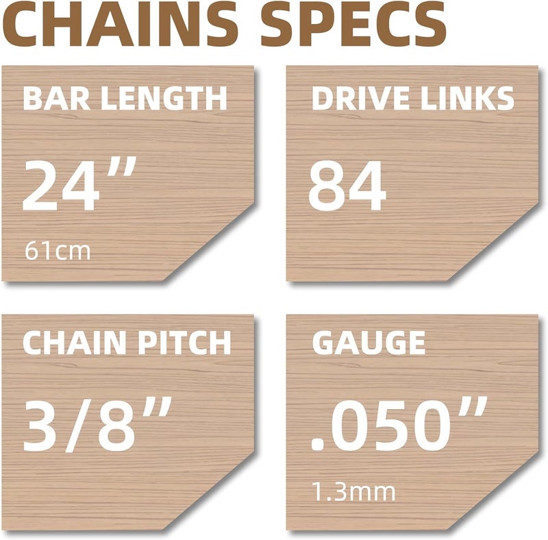 Fifchall 4 Pack 24 Inch Chainsaw Chain .050" Gauge, 3/8" Pitch, 84 Drive Links, 24 Inch Replacement Chains Fit for Husqvarna 460, 460 Rancher, Stihl MS 260, Echo, Poulan, Makita and More - Image 2